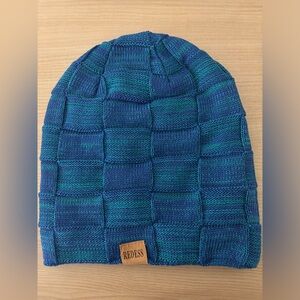 NWOT Heathered Blue Fur-Lined Knit Beanie